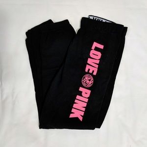 VS PINK Black Logo Band Sweat Pants